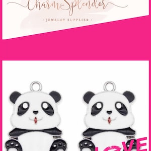 1 Beaded Panda Bear Charm, Miyuki Delica Seed Beads, 23mm