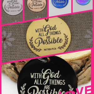 1 Pc WHOLESALE CHARMS | With God All Things Are Possible Matthew 19:26 Stainless Steel Charm | Pendant | Faith | Jesus | Scripture | 628-633