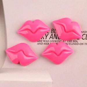 10 Pcs. Sexy Pink Lip Cabochons Resin Flatbacks, Flat Back Scrapbooking Hair Bow Cell phone case Crafts Making Embellishment DIY D121