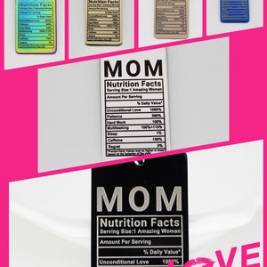 1Pc WHOLESALE CHARMS | Mom Nutrition Facts Tag Stainless Steel Charm | Dog Tag Pendant | Mother&#39;s Day | Birthday | Greatest Mommy | 122-127