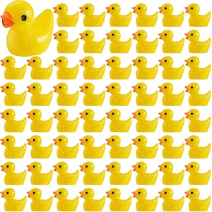 5 figurines classiques en résine de canard en caoutchouc jaune | Canard | Cabochon de canard | Mini embellissements de canard en plastique 3D | Accessoire pour maison de poupée 202