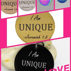 I Am Unique Jeremiah 1:5 charm, 1 pc wholesale stainless steel charms, GOD Word Of The LORD, Christian, Faith, Pray, Scripture, 1501 - 1506
