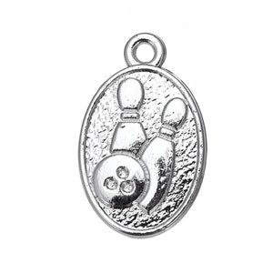 5 Pcs. Bowling Charm In Antique Silver, Bowling Pendants, Pin And Bowling Ball Charms, Bowler Charms, Bowling League Charms, B2485