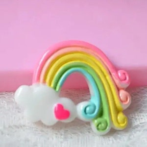 Arcobaleno con cabochon a cuore, fondo piatto in resina, cabochon arcobaleno promessa di Dio, lotto di 10 pezzi, creazione artigianale fai da te 209
