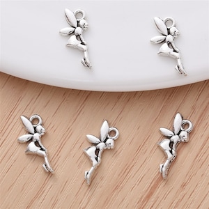 10 Pcs. Magical Fairy Charms, Pixie Fairy Charms, Fairy Girl Charms, Good Fairy Charms, Zinc Alloy, Antique Silver Metal, 2482