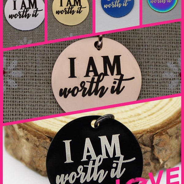 I AM Worth It-bedel: roestvrijstalen hanger, zelfrespect
