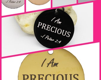 I Am Precious Edelstahl Charm Anhänger: Christlicher Glaube (25 mm)