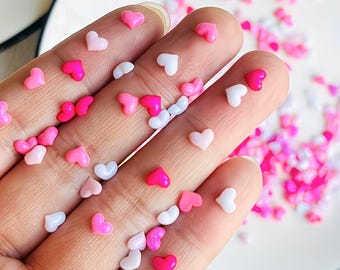 Hearts Cabochons: 50Pcs. Micro Mini Acrylic heart Flatbacks. 151
