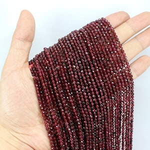 Natural Faceted Red Garnet Tiny Seed Small Loose Round Beads 2/3/4MM For Jewelry Making DIY Bracelets Necklace Accessories 2897