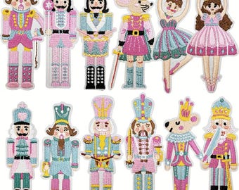 Christmas Nutcracker Patches: Iron on Christmas Applique 12 pcs. Embrodered Iron on Patches.