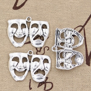 Black and White Enamel Comedy Tragedy Theater Mask Pin - Ruby Lane