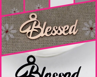 1 Pc WHOLESALE CHARMS | Blessed Stainless Steel Word Script Charm | Pendants | Faith | God | Many Blessings | Love | Family | 065-070