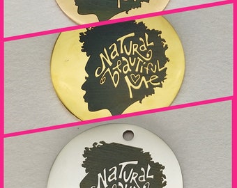 5 Pcs Stainless Steel Black Woman Charms, Natural Beautiful Me Pendants
