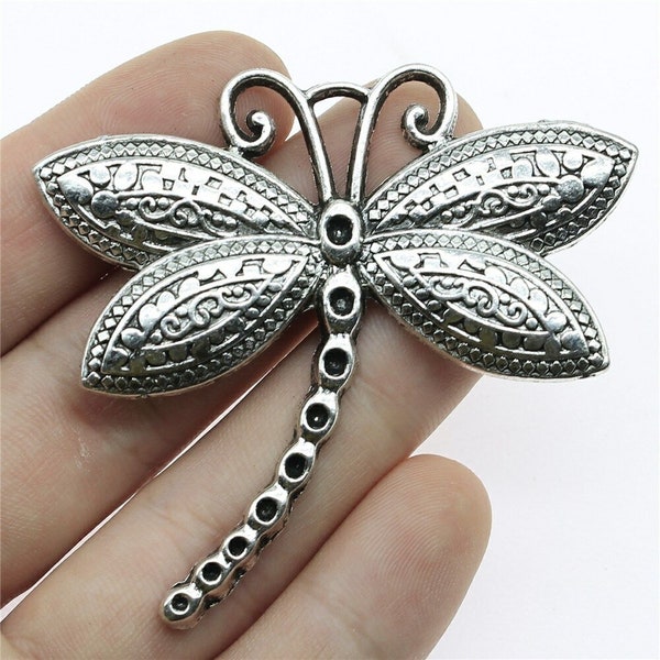 1 Pc. Dragonfly Charms, Antique Tibetan Silver Tone Dragonfly Charms, Pendants 63*58mm, 3058