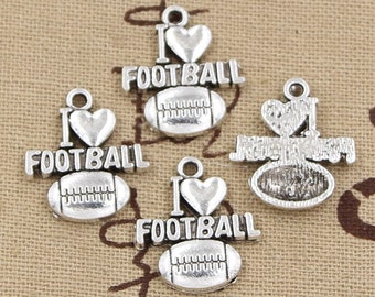 Antika silverhängen med "Jag älskar fotboll"-berlocker (10 st, 21 x 15 mm)