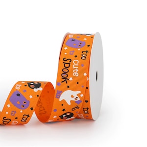 1&quot; Halloween Too Cute To Spook Grosgrain Ribbon, Halloween Print Ribbon, Boo Ribbon, Spooky Ghost Ribbon, CharmSplendor #367