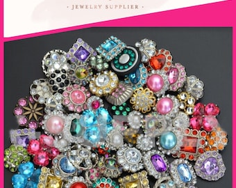 10 Pcs. Rhinestone Buttons & Pearl Buttons, Lot Of Mystery Buttons, Random Buttons, Grab Bag Of Buttons, Plastic Acrylic, Metal, Glass Mix.