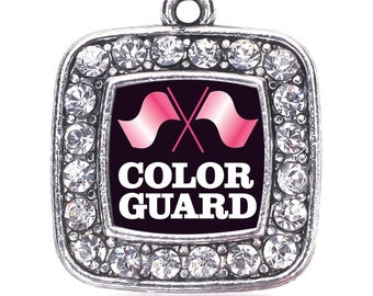 Square Color Guard Rhinestone Charm: Alloy Pendant (20mm)