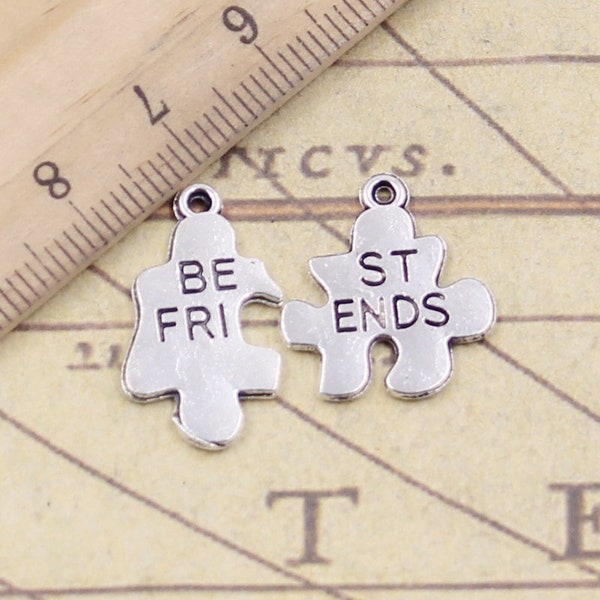 6 Sets, Best Friends Jigsaw Puzzle Pieces Charms, Pendants, Love, Friendship, BFF'S, DIY Crafts, Charm Bracelets/Necklace/Key Chain, Dog Tag