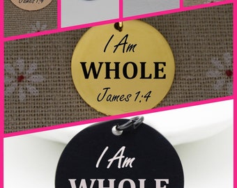 I Am Whole Stainless Steel Charm Pendant: Christian Jewelry