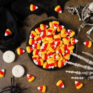 Candy Corn Resin Flat Backs, 5pcs. Halloween Party Flatback, Hair Bow Centers, Resin Cabochons DIY Crafts,  Halloween Decor,| 168