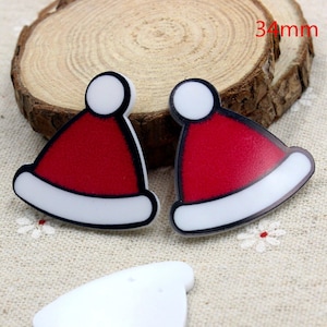 10 Pcs. Christmas Red Santa Hat Planars Flatbacks, Resin Flat Backs, Santa Flatbacks, Santa Embellishments, B2648