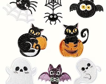 Halloween Embroidered Patches: Iron on Patches, DIY Applique, Sewing Patches for Clothing, Hats, Bags, Halloween Patches, 8 Pc.