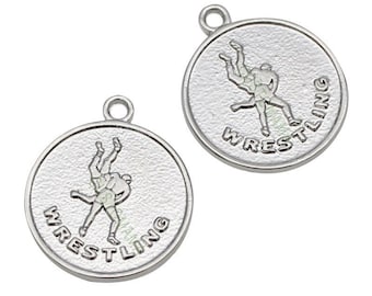 4 stuks Dubbelzijdige bedel worstelen, antiekzilveren sportworstelen, worstelenhanger, bladwijzerhangers, worstelbedel, B2531