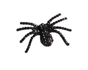 Black Rhinestone Spider Embellishments: Halloween Cabochons (2 Pcs, 30mm)