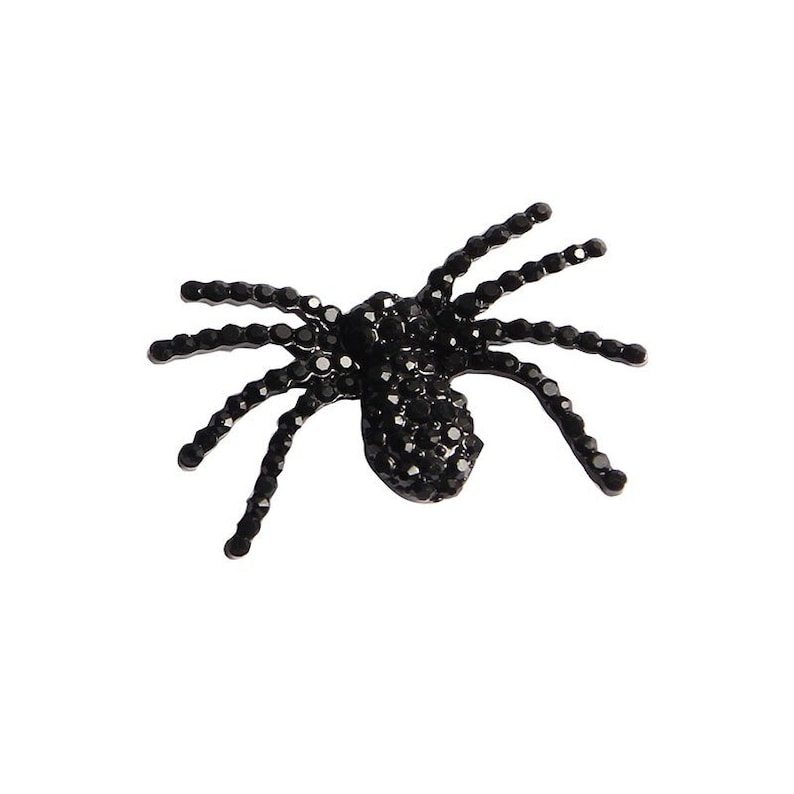 Black Rhinestone Spider Embellishments: Halloween Cabochons (2 Pcs ...