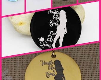 Hustle Like A Boss Stainless Steel Charm: Queen Diva Pendant