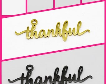 Wholesale "Thankful" Stainless Steel Charm: Faith, Gratitude (46mm)