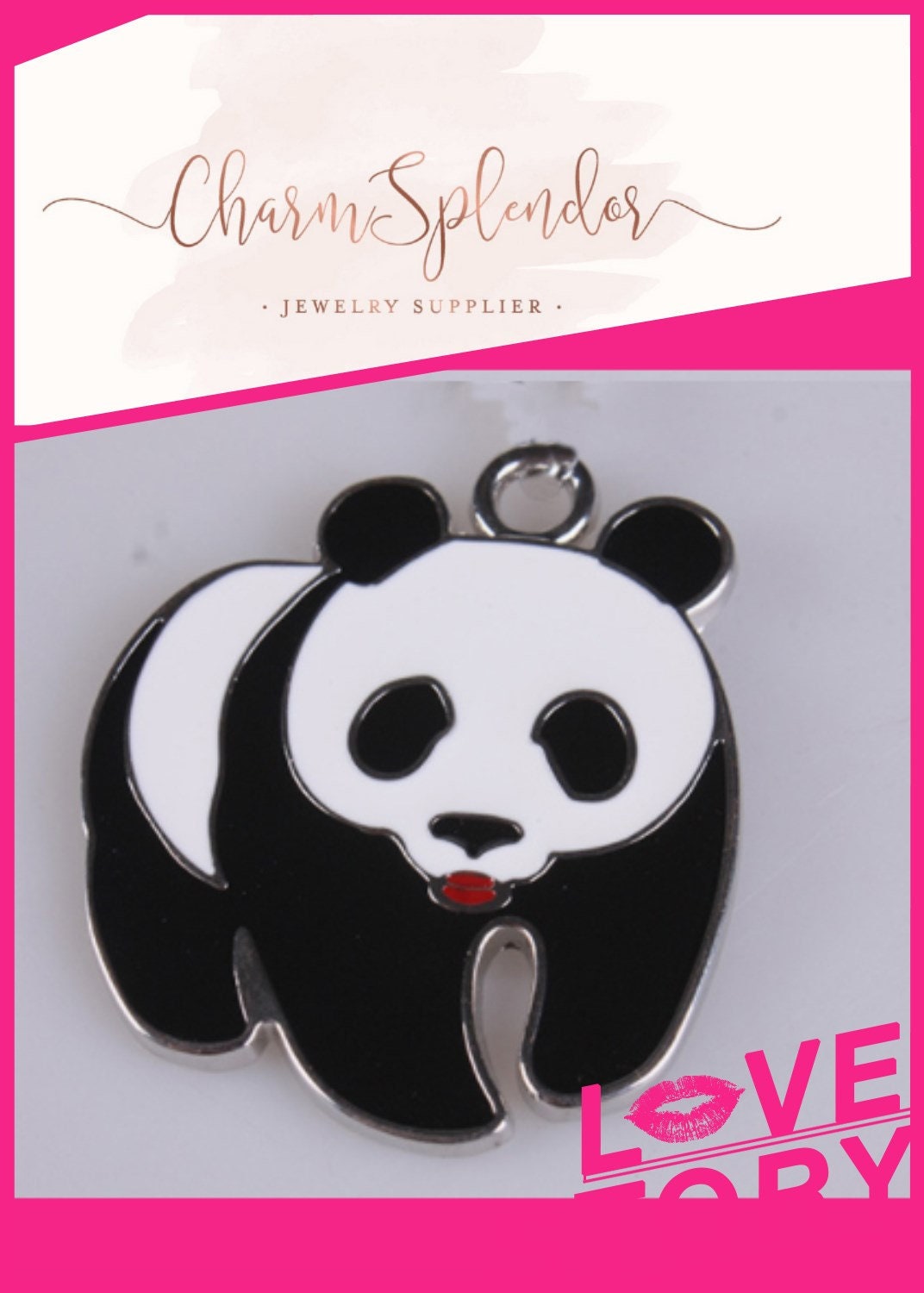 Pendentif Charm En Argent Massif Motif PANDA - French Pendant - Occasion Bon état