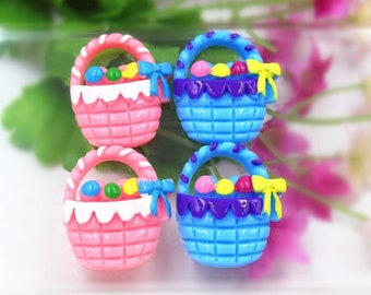 10 cabujones de resina con base plana para cestas de Pascua: rosas o azules (23 x 28 mm)