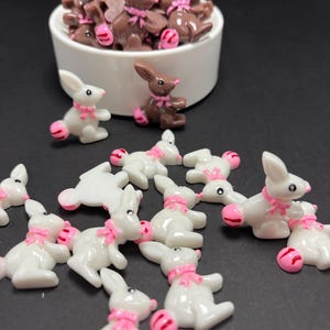 10 Stk. Süsser Osterhäschen Kunstharz Cabochon | Kaninchen Cabochon Flache Rückseiten | Häschen Figur | Hase Miniatur 0285