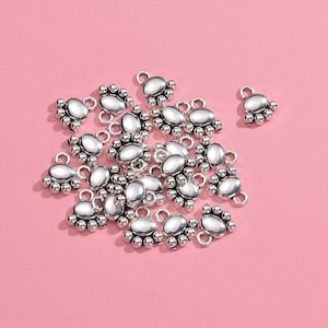 10 Pcs. Paw Print Charms, Silver Alloy Animal Footprint Charms, Cat Paw Charms, Bear Paw Charms, Animal Charms, Paw Print Cabochons 2993