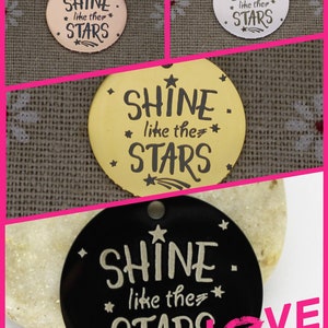 1 Pc Or 5 Pcs, Shine Like The Stars Stainless Steel Charms, Word Pendants, Shooting Star, Survivor, Fighter, Round Polished Charm, 2490-2493