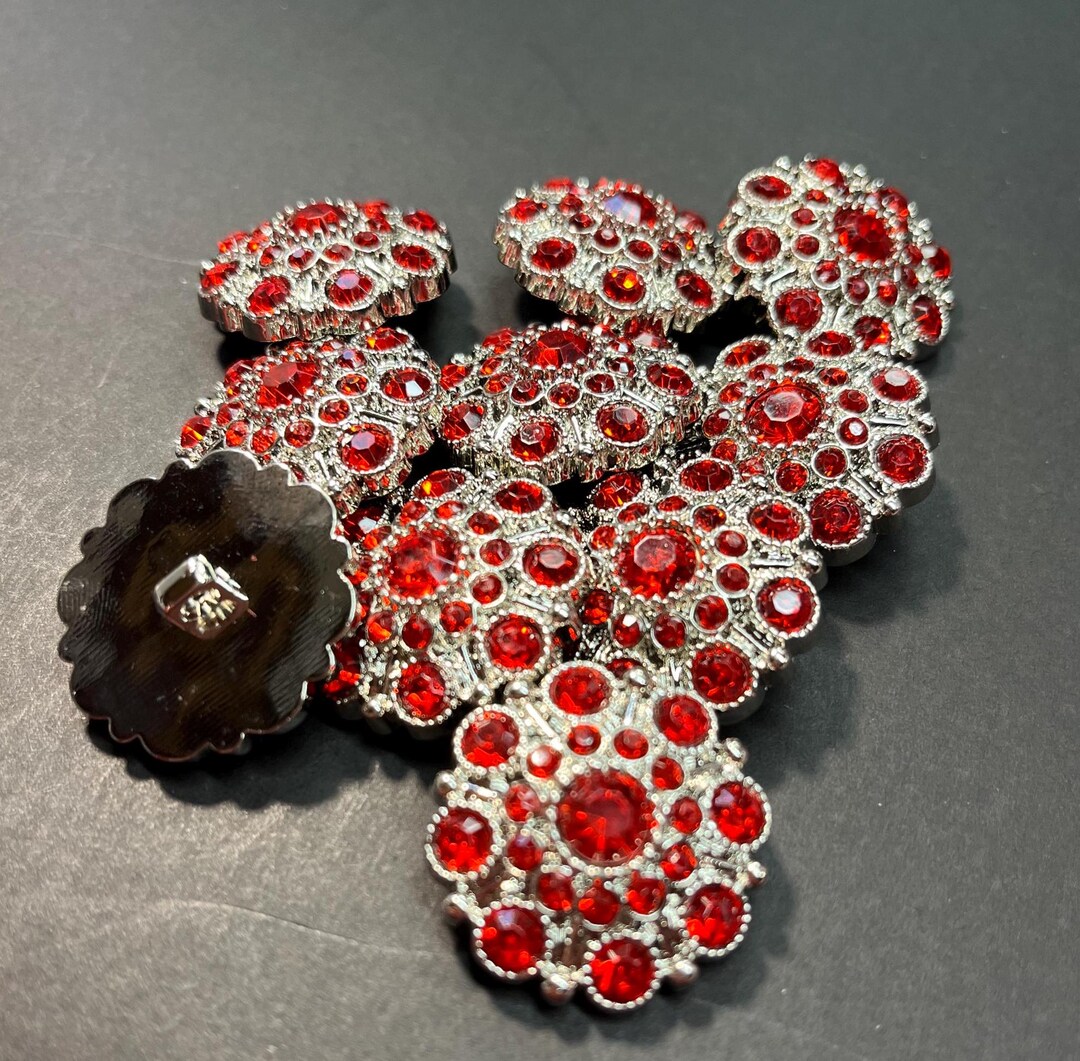 Rhinestone Buttons, Red Color Rhinestones, 10 Pieces, 28mm, 5051 - Etsy