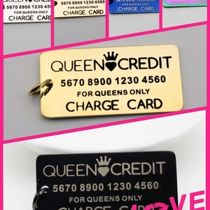 1Pc GROOTHANDEL CHARMS | Queen Credit Charge Card RVS Tag Charm | Hanger | Word Dog-tags | Alleen koninginnen | Vrouw winkelen | 128-133