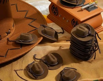 Miniature Brown Cowboy Hats: Flocked Felt Western Style for Crafts, Dolls, Favors, 77