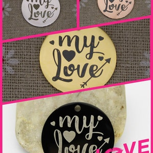 1 Pc ENCANTOS DE ATACADO | Charme redondo de aço inoxidável My Love |Pingentes | Eu te amo | Dia dos Namorados | Aniversário | Cônjuge | 3694-3697