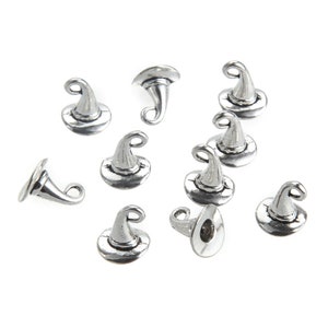 4, 20, 50 Pcs. Bulk Witches Hat Charms, Halloween Witch Hat Charms, Wizard Hat Charms, 3D Charms, Zinc Alloy, Antique Silver Metal, B2270