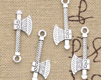 12 breloques Tomahawk en argent antique : pendentifs hache amérindiens