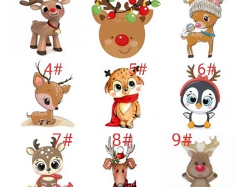 5 Christmas Reindeer Resin Cabochons: Flat Back Embellishments