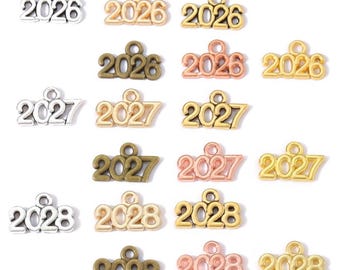 Year Charms 2021-2027: Alloy School, Wedding, Vacation Charms (10 Pcs)