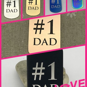1 Pc WHOLESALE CHARMS | # 1 DAD Tag Stainless Steel Charm | Dog Tag Pendant | Father&#39;s Day | Dads Birthday | Greatest Daddy | 726-731