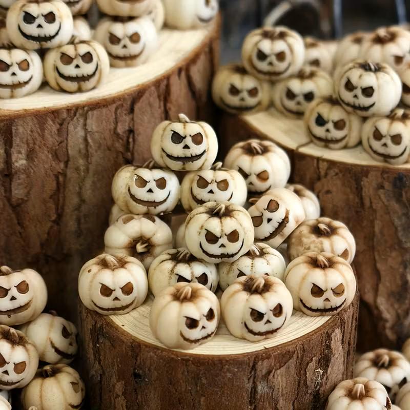 5 Miniature White Jack O' Lantern Pumpkins – Tiny Resin Fairy