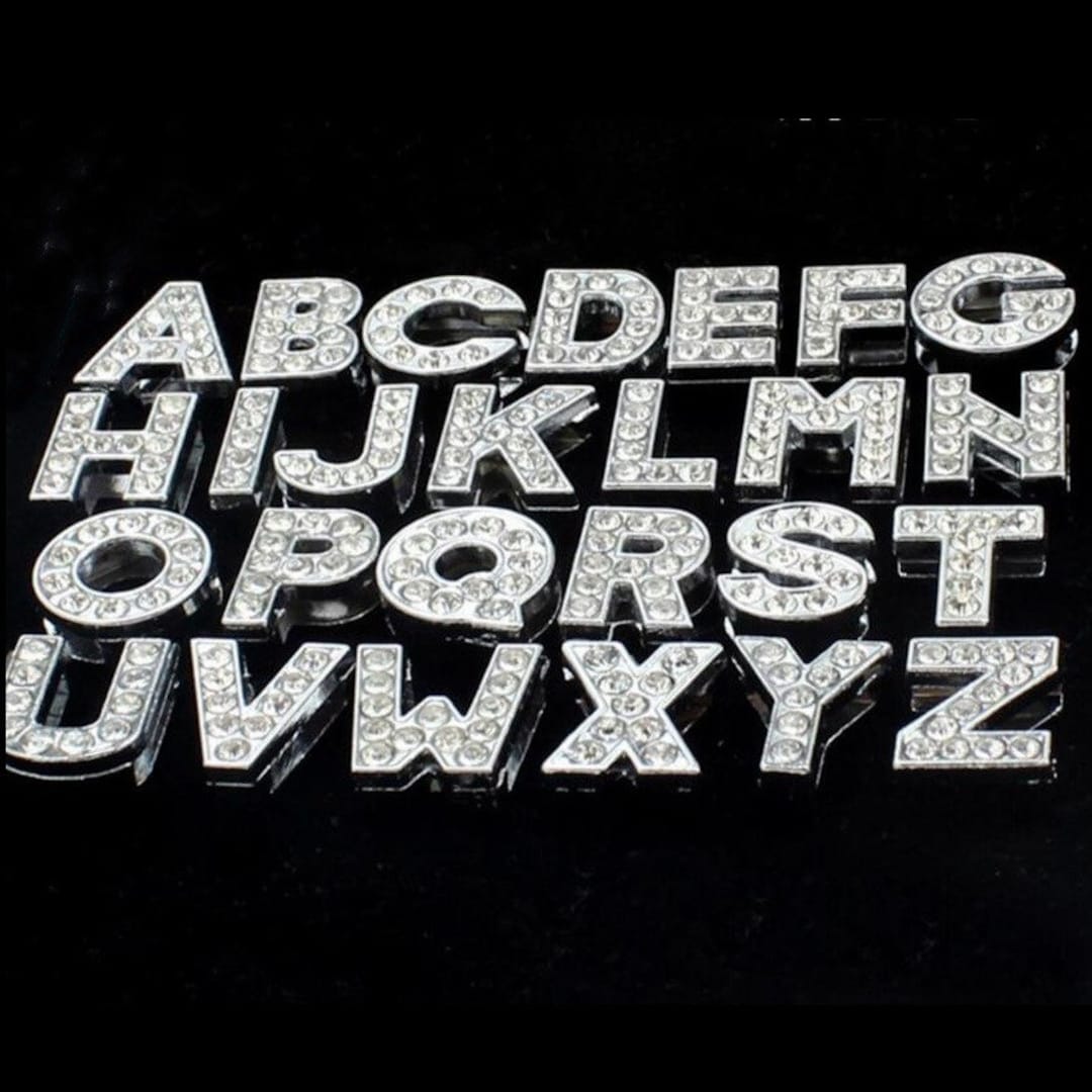 Rhinestone Alphabet Slider Charms: 10mm Silver Alloy Letter Charms - Etsy