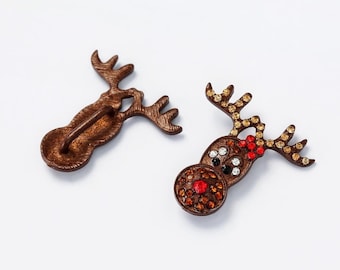 Rhinestone Reindeer Slider: Christmas Bow Embellishment (19mm x 22mm)