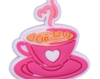 Coffee Cup PVC Cabochons: Pink Teacup Flatbacks (3 Pcs)